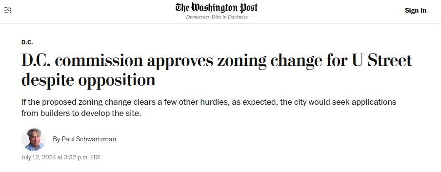 DC commission approves zoning change for U Street despite opposition